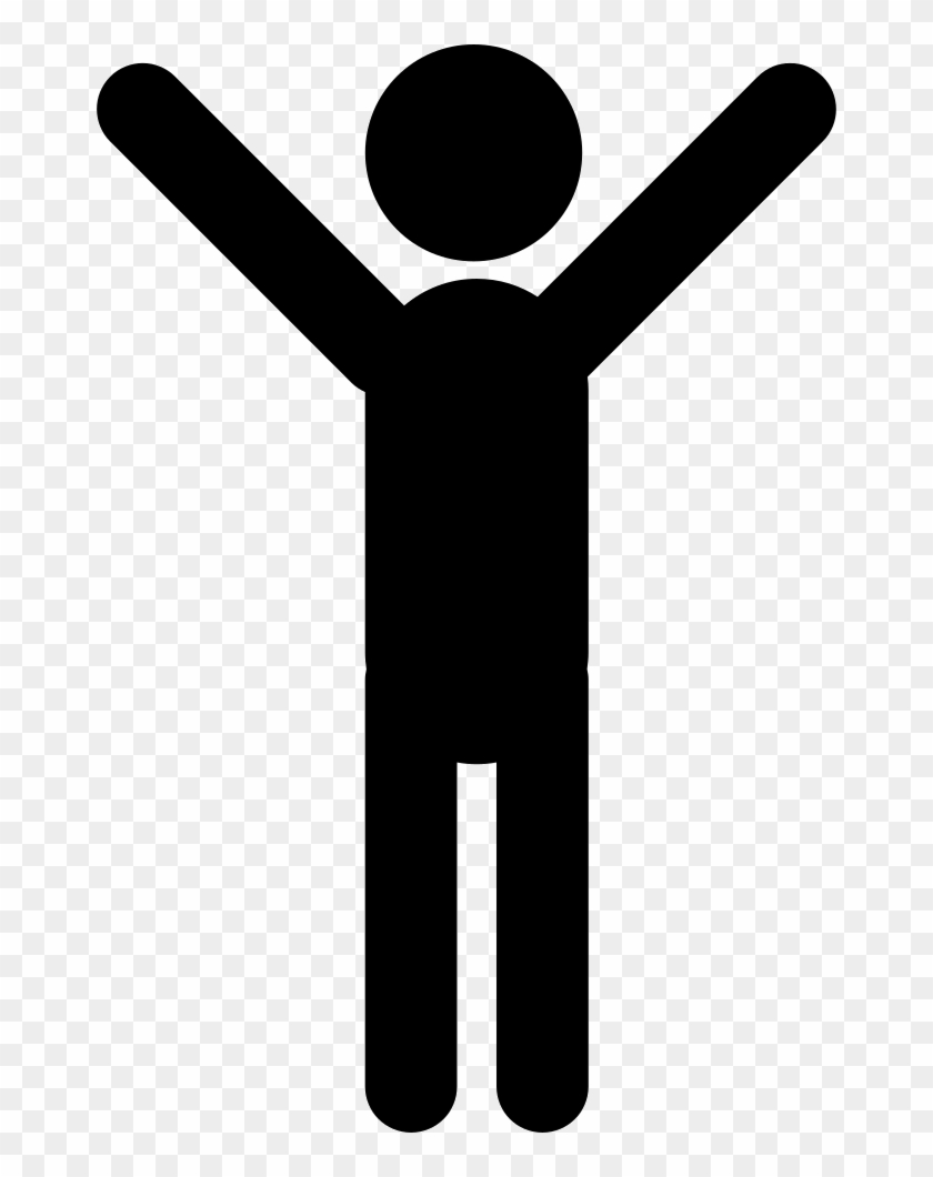 Man Standing With Arms Up Vector - Stick Figure Hands Up #966111