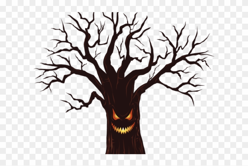 Library Clipart Spooky - Scary Tree Cartoon Png #966375