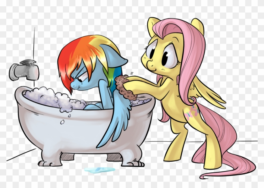 Fluttershy, Forced Bathing, Hilarious In Hindsight, - Applejack #966840