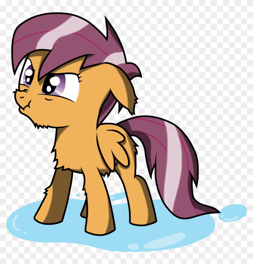 Bigshot232, Safe, Scootaloo, Scrunchy Face, Solo, Wet, - Cartoon #966843