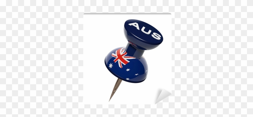 3d Pushpin With Flag Of Australia Isolated On White - Painting #966961