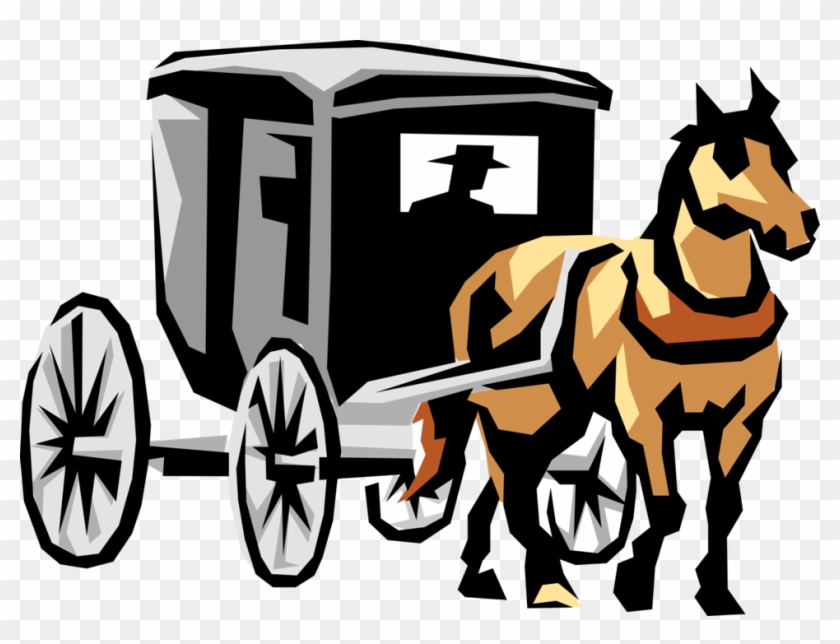 Horse Drawn Carriage Royalty Free Vector Clip Art Illustration - Horse Drawn Carriage Clipart #967119