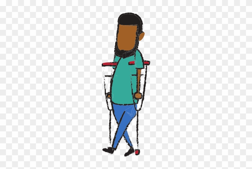 Cartoon Man Disability Walking - Crutch #967150