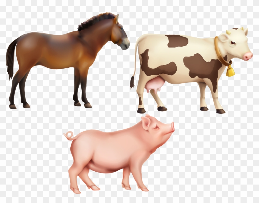 Ganado De La Granja De Caballos De Clip Art - Caballos Vacas Y Cerdos #967186