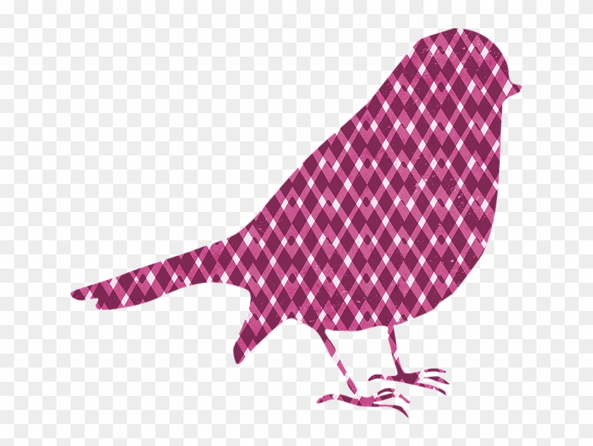 Bird, Silhouette, Pattern, Texture, Pink, Gingham Fun - Flannel Bird Queen Duvet #967282