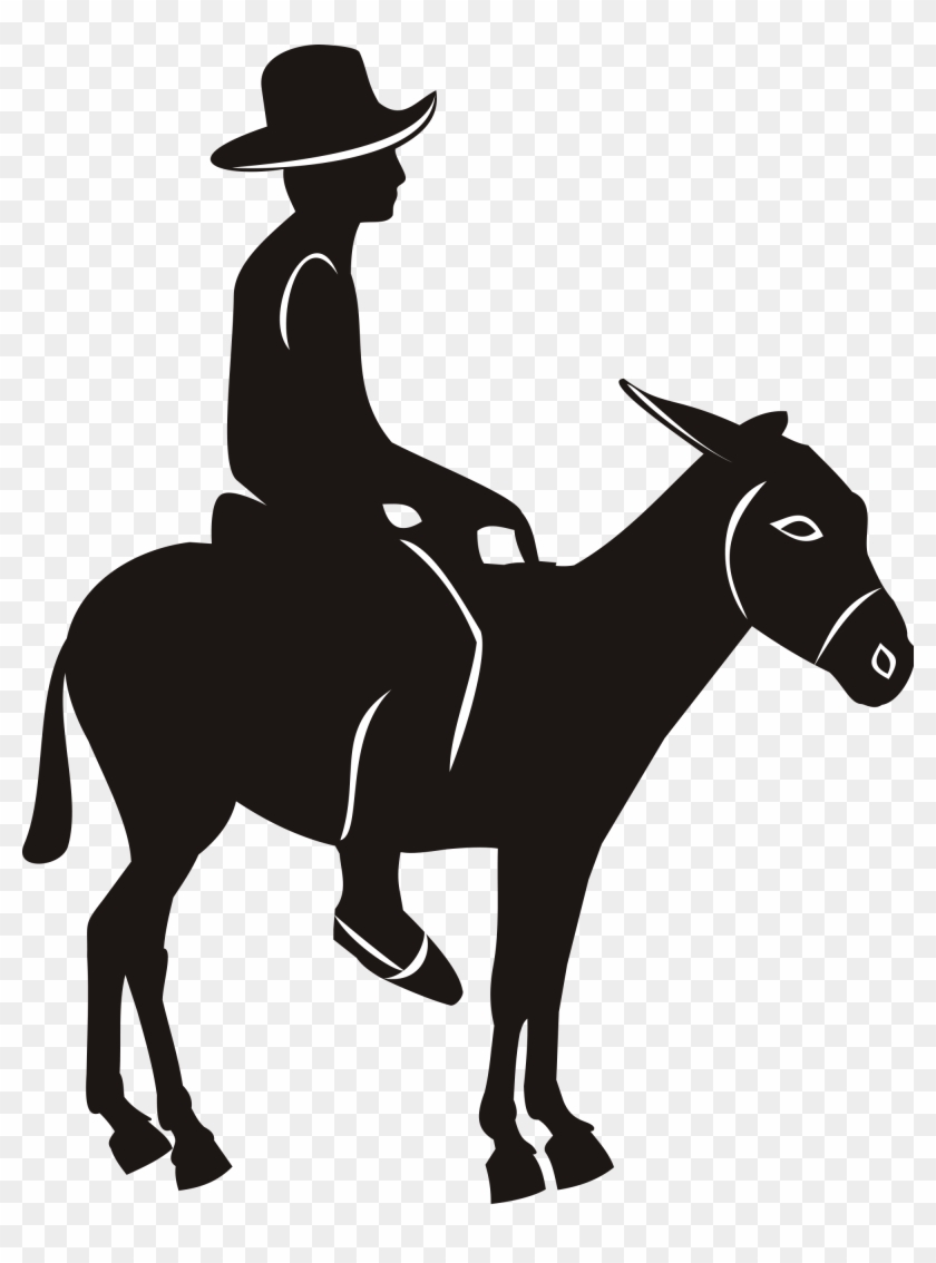 Donkey Clipart Rider - Riding A Donkey Silhouette #967386