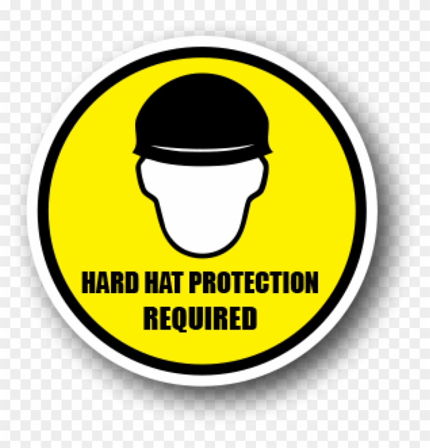 Safety Floor Sign, Hard Hat Protection Required - Ergomat - Durastripe Circular Peel & Stick Floor #967698