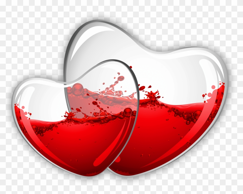 Glass Hearts With Red Wine Png Clipart Picture - Shayari Javatpoint #968139