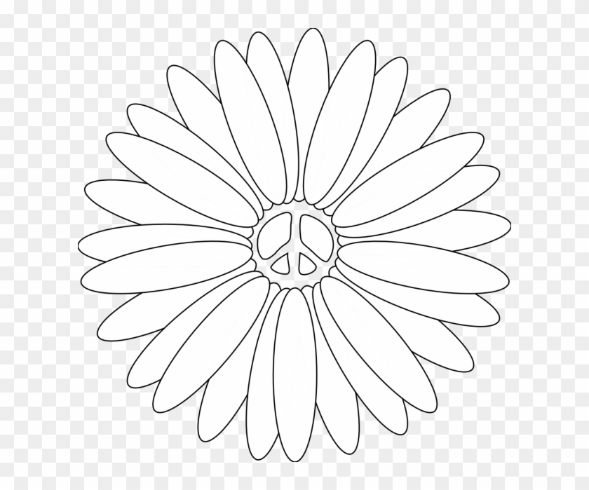 Adult Peace Coloring Pages For Kids And Adults Peacepeace - Clipart Flower On White #968257