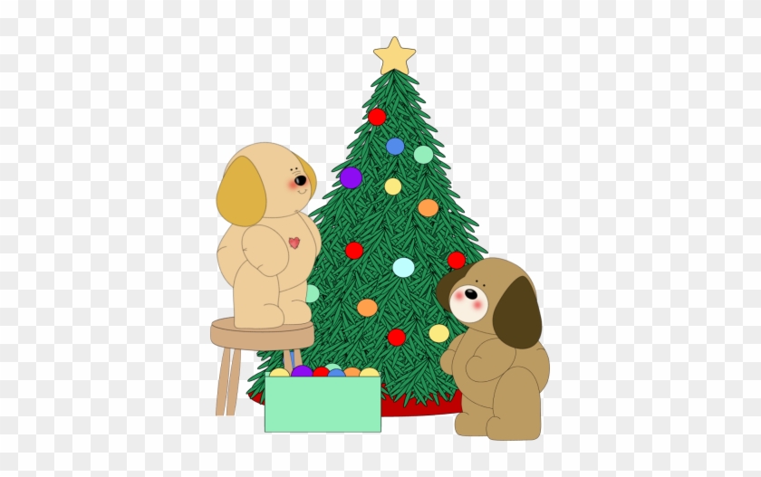 Dogs Decorating Christmas Tree Clip Art - Decorating Christmas Tree Clip Art #968820