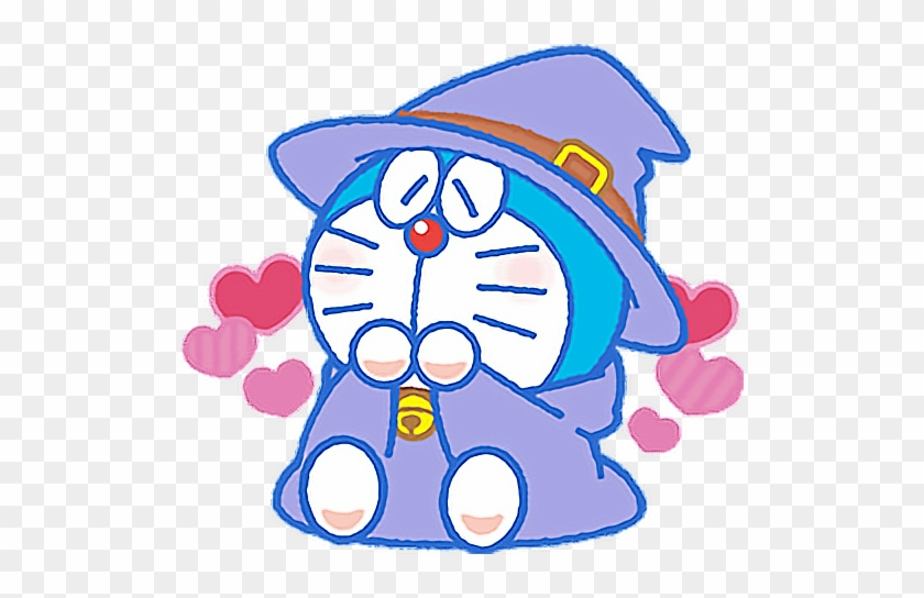 Cute Doraemon Halloween Love Heart Colorful Wizard - Doraemon Line Sticker #969437