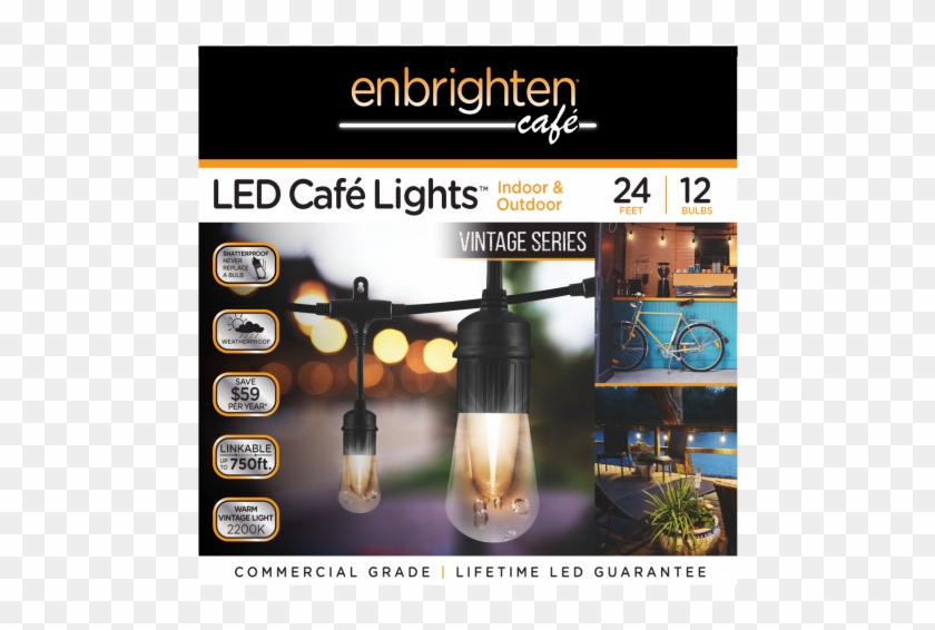 Jasco Enbrighten Café Led Lights Vintage Edition In - Enbrighten 12 Ft. Vintage White Led Cafe String Lights #969806