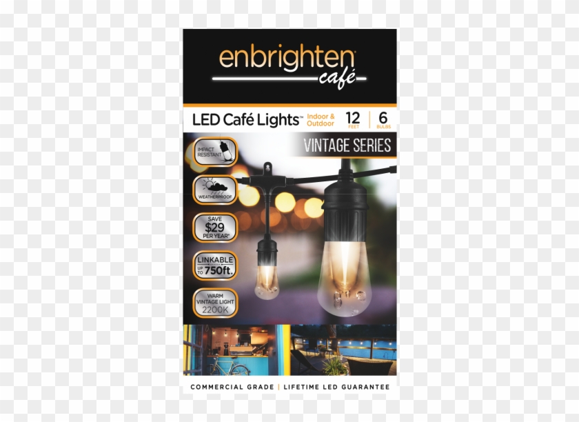 Jasco Enbrighten Café Led Lights Vintage Edition In - Enbrighten 12 Ft. Vintage White Led Cafe String Lights #969863