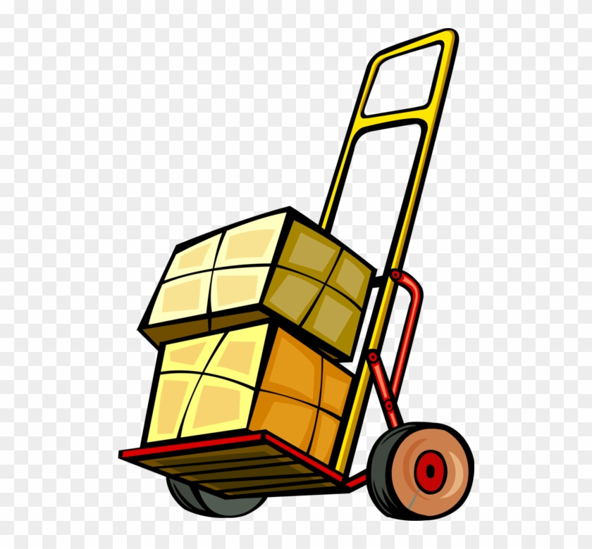 Vector Illustration Of Box-moving Handcart Dolly Or - Clip Art #970057