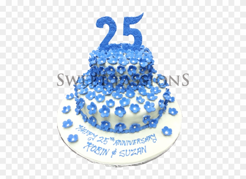 2 Tier Small Blue Flowers 25 Nos - Birthday Cake #970095
