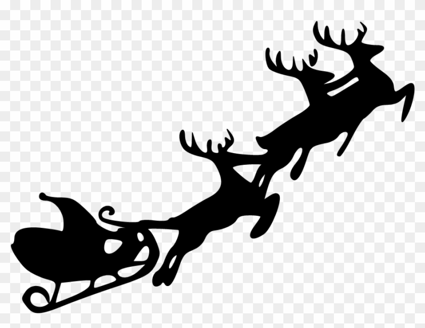 Free Reindeer And Sleight Clipart - Santa And Sleigh Silhouette #970454