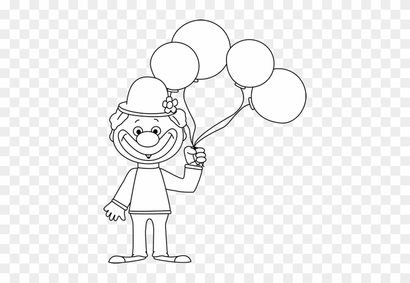 Black And White Clown With Balloons - Clipart Clown With Balloons #970467