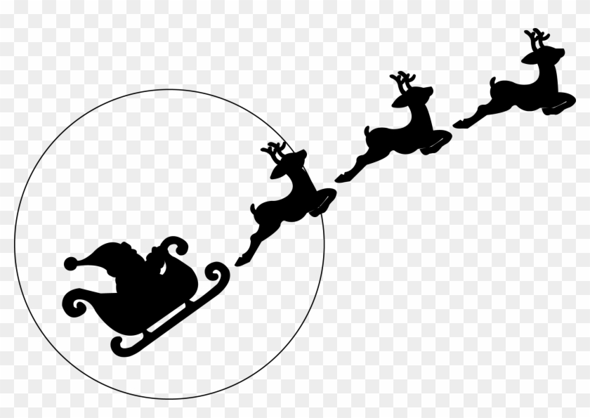 Santa Sleigh Reindeer Silhouette Png For Kids - Santa Reindeers Silhouette Png #970546