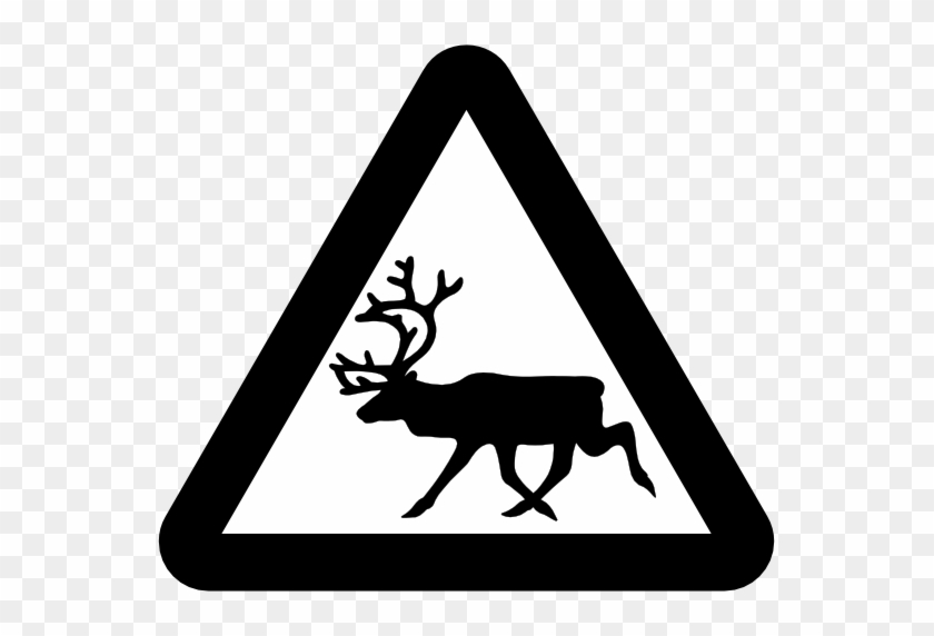 Warning Reindeer Roadsign Black White Line Art Tattoo - Road Sign Black And White #970585