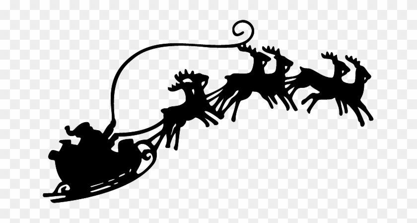 Santa Sleigh Reindeer Silhouette Png Download - Santa And Sleigh Png #970588