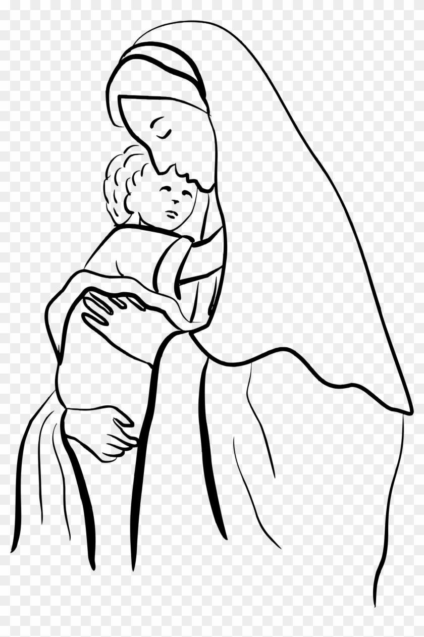 Clipart - Mary And Jesus Coloring Page #970620