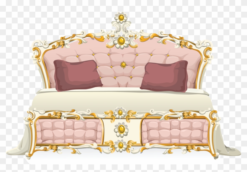 Free Clipart Of A Pink Baroque Bed - Clip Art #970817