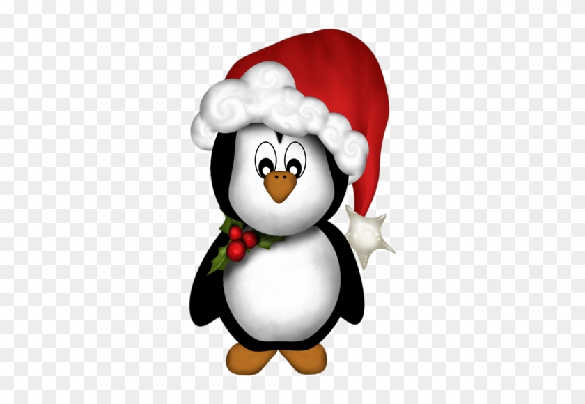 Penguin With Santa Hat - Cute Penguin Christmas Clipart #970886