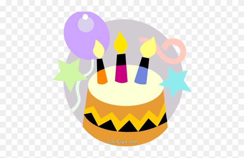 Birthday Cake With Balloons Royalty Free Vector Clip - Birthday Cake With 3 Candles #971057
