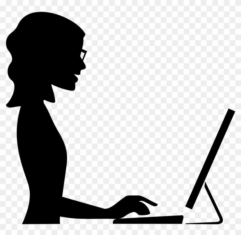 Clipart - Woman At Computer Silhouette #971247