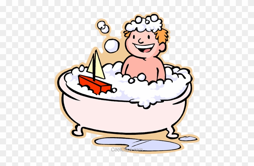 Boy Taking A Bath Royalty Free Vector Clip Art Illustration - Bath Clipart #971356