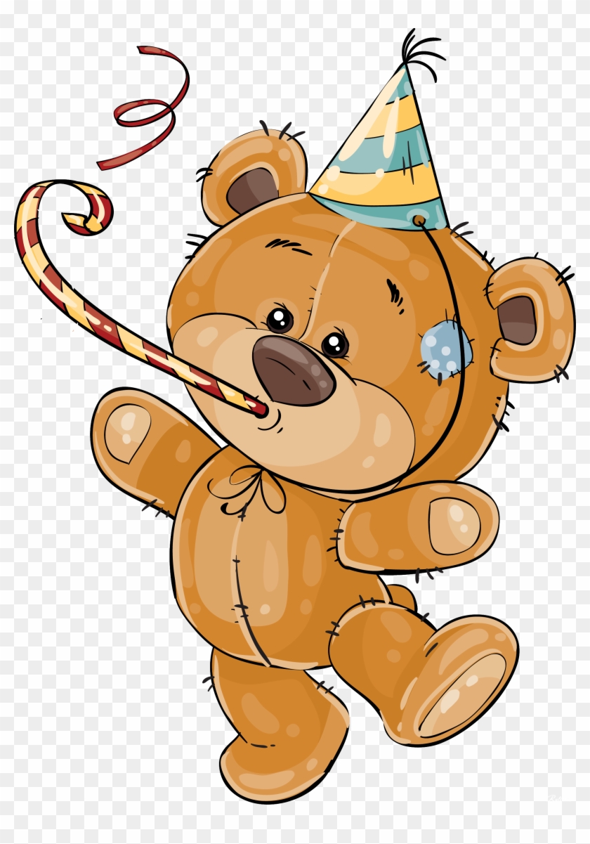 Birthday Cake Teddy Bear Wedding Invitation - Cartoon Bear Party - Free  Transparent PNG Clipart Images Download