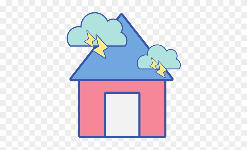House With Clouds And Thunder - Vector Graphics #971549