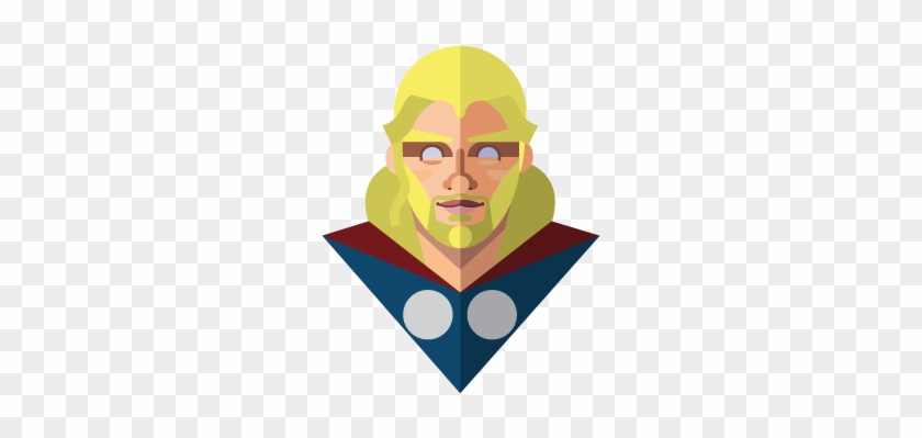 Flat Minimal Superheroes Thor - Thor Flat Design #971794