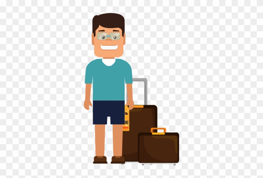 Person With Travel Suitcase - Vector Graphics #972064