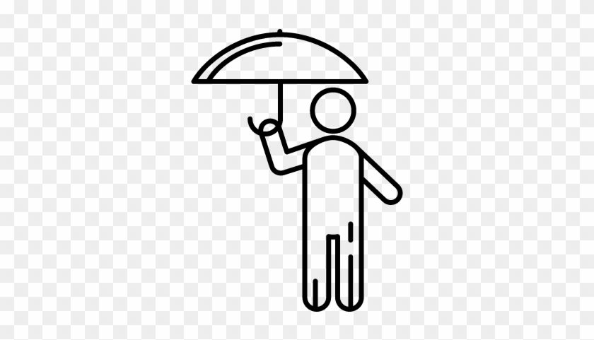 Stick Man With Umbrella Vector - Stick Man Holding Umbrella #972245