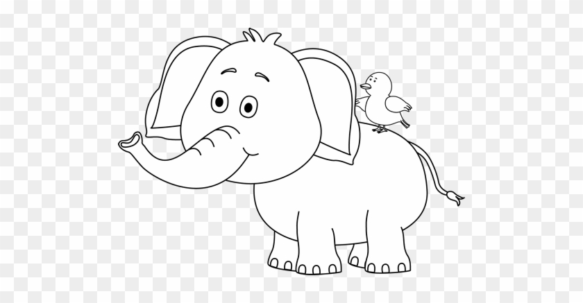 White Elephant Clipart - Elephant With A Bird #972684