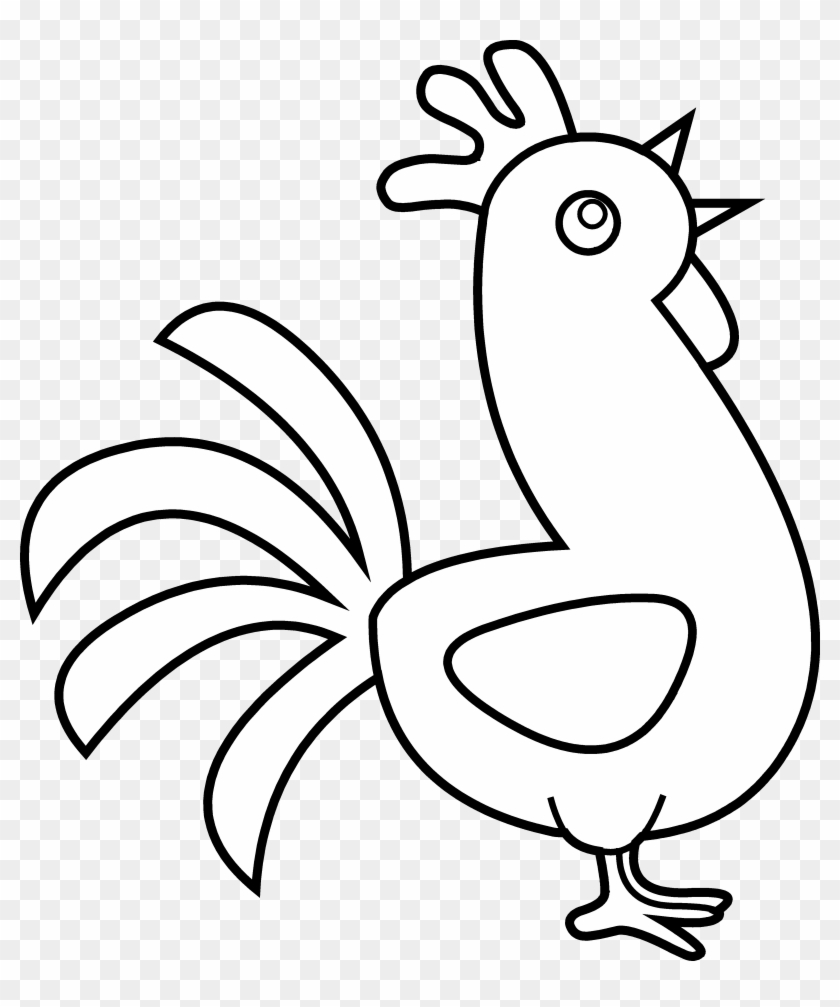 Rooster Clip Art Medium Size - Cute Rooster Clipart Black And White #972705