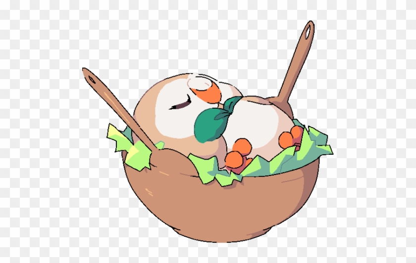 Rowlet Sitting In A Salad Bowl - Pokémon Go #972870
