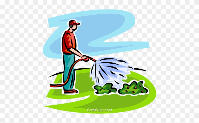 Nice Watering Flowers Clipart Man Watering Plants Royalty - Watering The Garden Clipart #972909