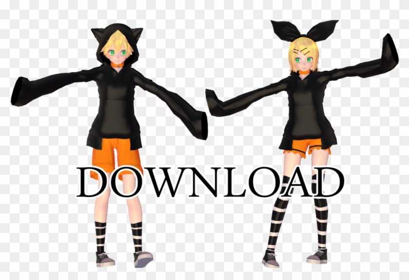 Kagamine Rin And Len Black Cat Tda [dl] By Kurusou - Tda Rin And Len Dl #973004