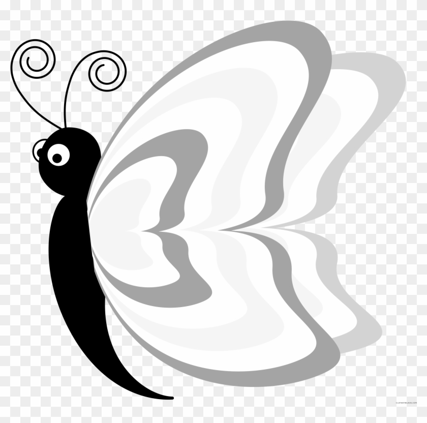 Cartoon Butterfly Animal Free Black White Clipart Images - Butterfly Cartoon #973081