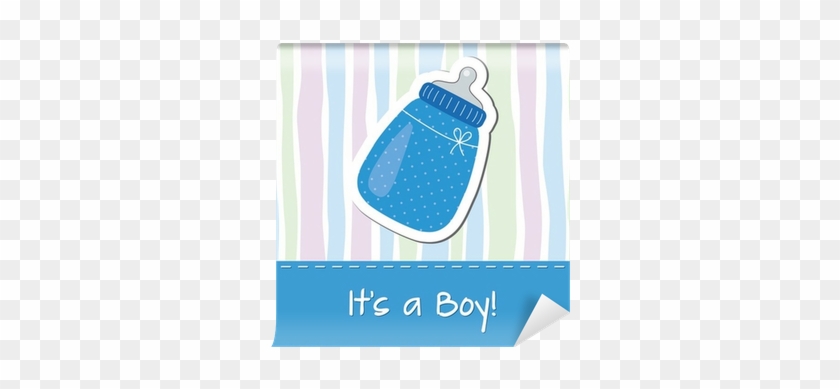 Baby Boy Shower Card With Bottle Wall Mural • Pixers® - Canvas Print #973166
