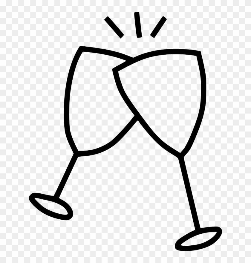 Pin Black And White Wine Glass Clipart - Cheers Glass Drawing #973419