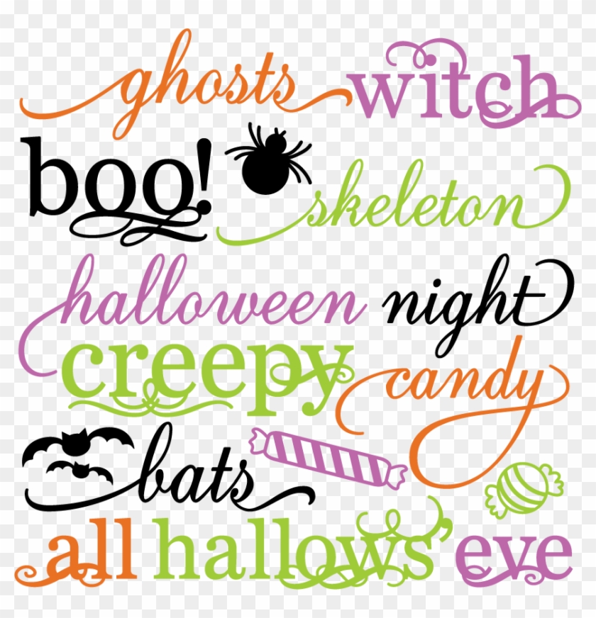 Halloween Words Set Svg Scrapbook Title Spiderweb Svg - Halloween Words And Phrases #973433