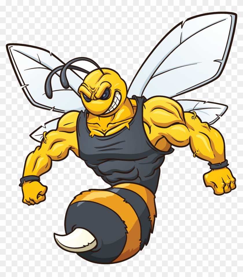 Bee Wasp Clip Art - Strong Cartoon Bee #973608