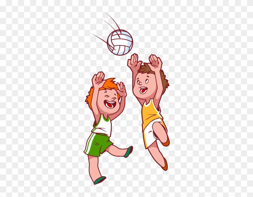 Beach Volleyball Child Clip Art - Cartoon Kids Playing #973862