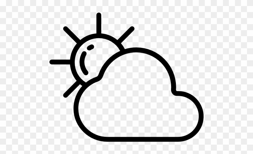 Cloudy Free Icon - Sun And Cloud Black And White Clip Art #973861
