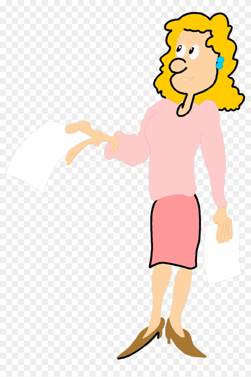 Illustration Of A Business Woman Holding A Blank Paper - Illustration Of A Business Woman Holding A Blank Paper #973953
