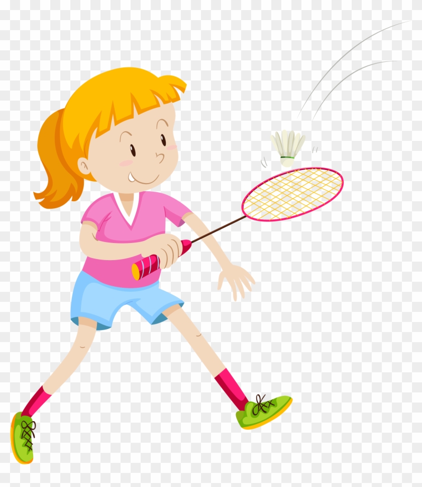 Badmintonracket Girl Illustration - Badminton Cartoon - Free Transparent  PNG Clipart Images Download