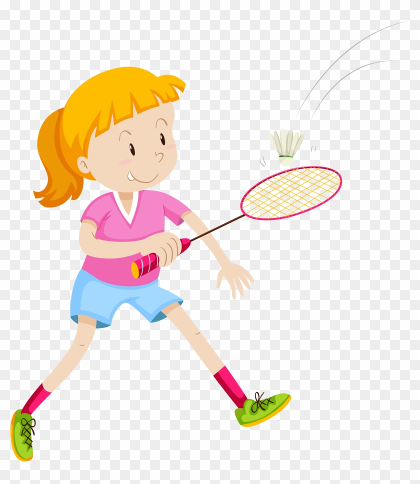 Badmintonracket Girl Illustration - Badminton Cartoon #973966